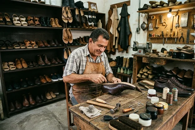 Calçados em excelente estado, organizados para cuidados.